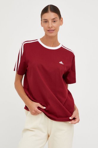 Adidas tricou din bumbac culoarea bordo