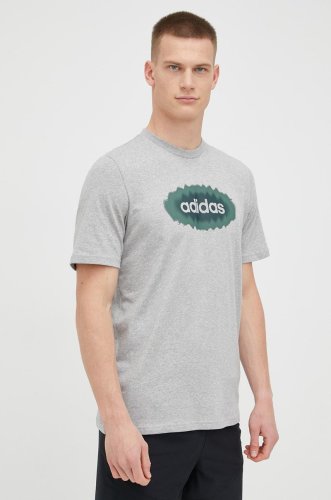 Adidas tricou din bumbac culoarea gri, melanj