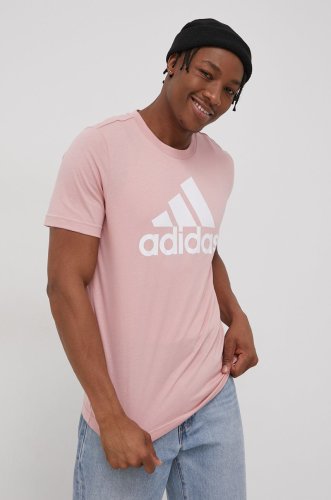 Adidas tricou din bumbac culoarea roz, cu imprimeu