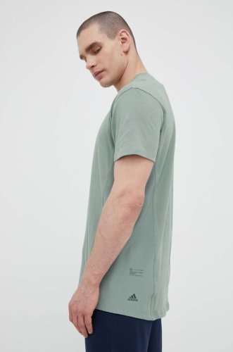 Adidas tricou din bumbac culoarea verde, neted