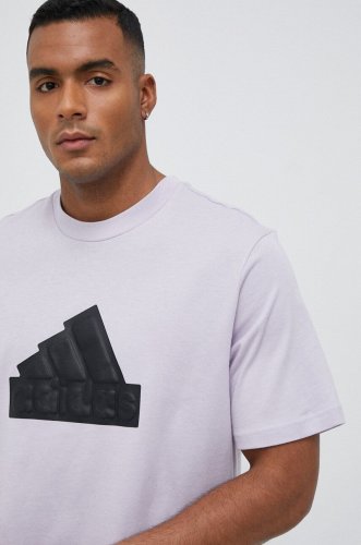 Adidas tricou din bumbac culoarea violet, cu imprimeu