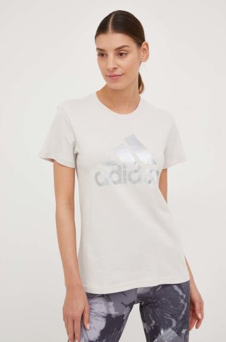 Adidas tricou din bumbac femei, culoarea bej