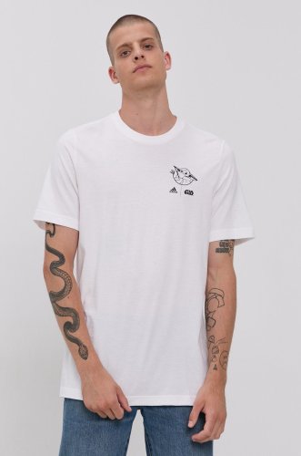 Adidas tricou din bumbac x star wars culoarea alb, cu imprimeu