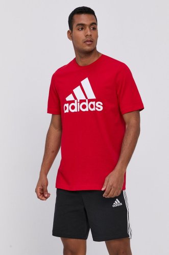 Adidas tricou gk9124 bărbați, culoarea rosu, cu imprimeu
