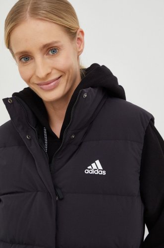 Adidas vesta de puf femei, culoarea negru, de iarna