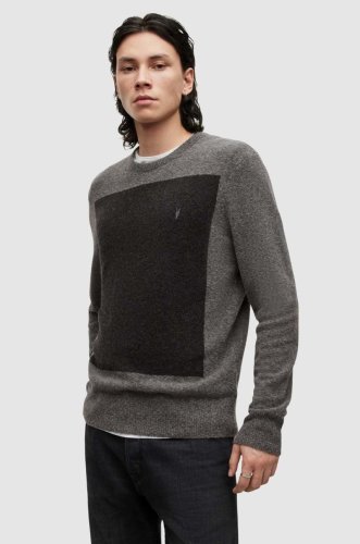 Allsaints pulover din amestec de lana barbati, culoarea gri, light