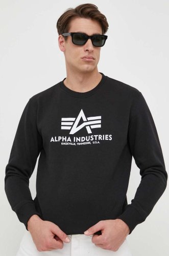 Alpha industries bluză barbati, culoarea negru, cu imprimeu 178302.03-black