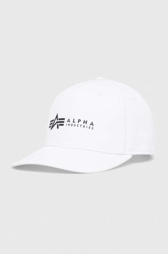 Alpha industries șapcă din bumbac culoarea alb, cu imprimeu 126912.09-white