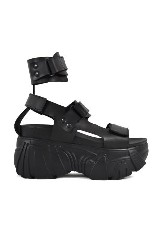 Altercore sandale onyx vegan femei, culoarea negru, cu platformă