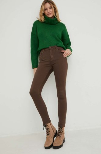Answear lab jeansi femei, culoarea maro, high waist