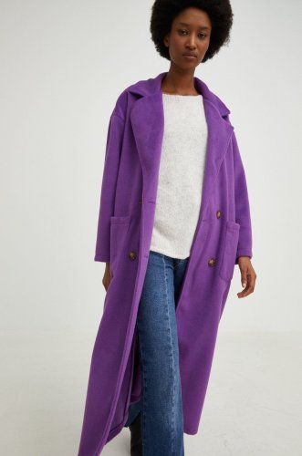 Answear lab palton femei, culoarea violet, de tranzitie, oversize