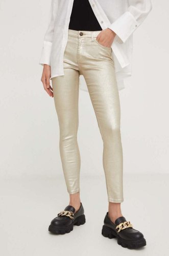 Answear lab pantaloni femei, culoarea auriu, mulata, medium waist