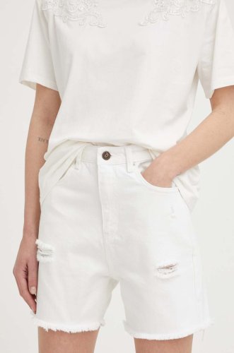 Answear lab pantaloni scurti din bumbac culoarea alb, neted, high waist