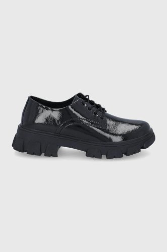 Answear lab pantofi de piele femei, culoarea negru, cu platforma