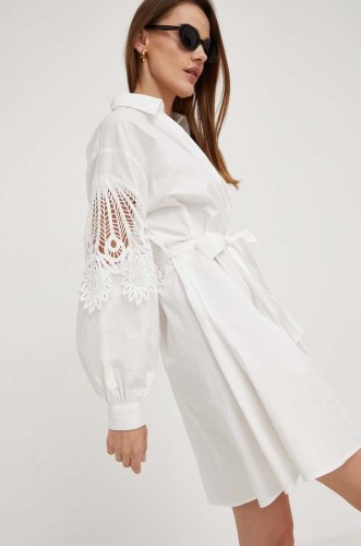 Answear lab rochie din bumbac culoarea alb, mini, oversize