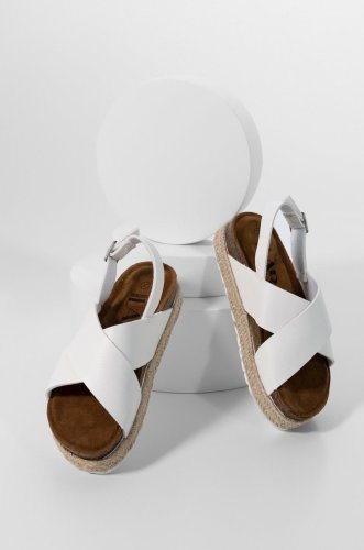 Answear lab sandale femei, culoarea alb, cu platforma