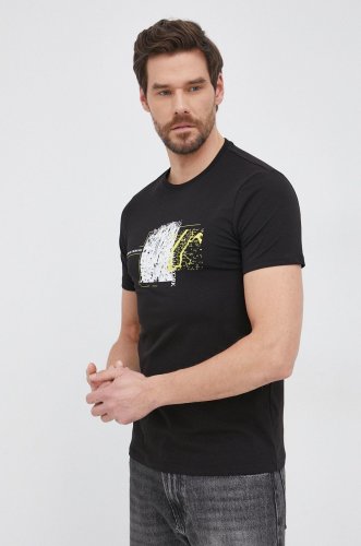 Armani exchange tricou bărbați, culoarea negru, cu imprimeu