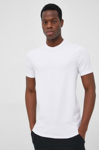 Armani exchange tricou din bumbac culoarea alb, material neted