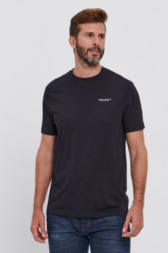 Armani exchange tricou din bumbac culoarea albastru marin, cu imprimeu