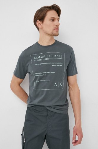 Armani exchange tricou din bumbac culoarea verde, cu imprimeu