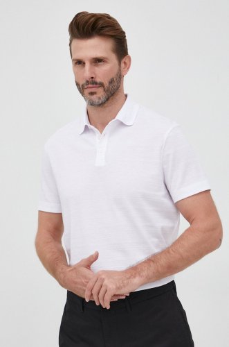 Armani exchange tricou polo barbati, culoarea alb, neted