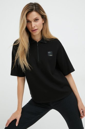 Armani exchange tricou polo femei, culoarea negru