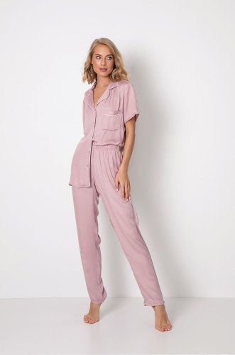Aruelle pijama femei, culoarea roz, satin