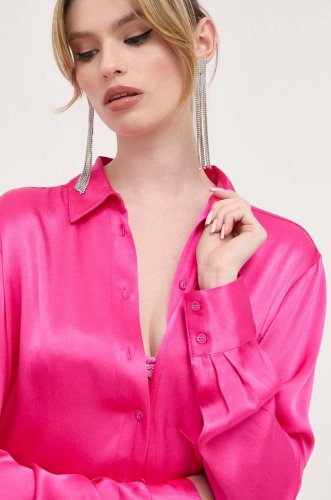 Bardot camasa femei, culoarea roz, cu guler clasic, regular