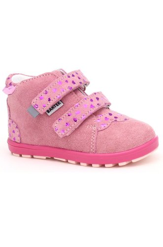 Bartek pantofi din piele întoarsă pentru copii culoarea roz