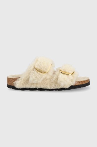 Birkenstock papuci de lana arizona bb shearling femei, culoarea gri