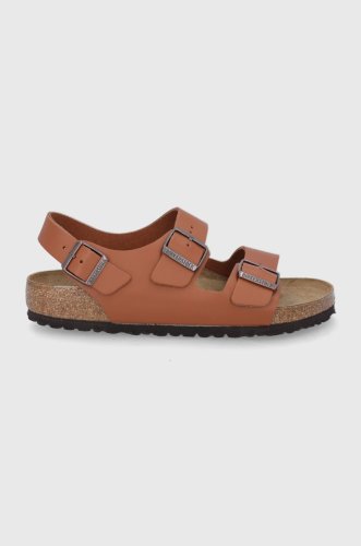 Birkenstock sandale de piele milano bărbați, culoarea maro