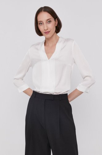 Boss bluză femei, culoarea alb, material neted