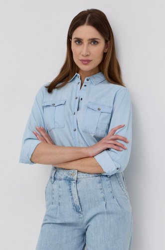 Boss cămașă jeans femei, cu guler clasic, regular