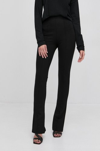 Boss pantaloni femei, culoarea negru, mulata, high waist