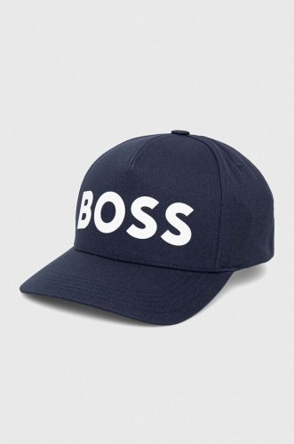 Boss șapcă de baseball din bumbac culoarea albastru marin, neted
