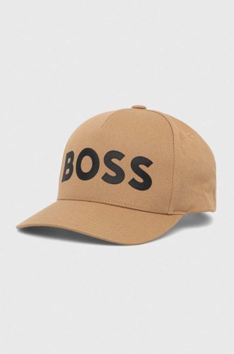 Boss șapcă de baseball din bumbac culoarea bej, neted