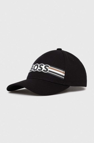 Boss șapcă de baseball din bumbac culoarea negru, cu imprimeu