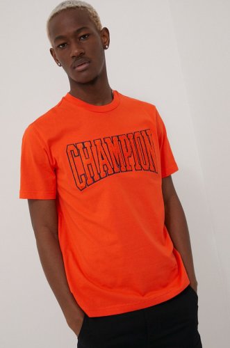 Champion tricou din bumbac 217172 culoarea portocaliu, cu imprimeu