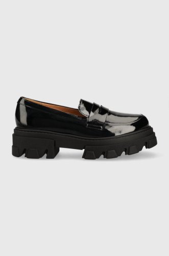 Charles footwear mocasini de piele mey femei, culoarea negru, cu platforma, mey.loafer.basic