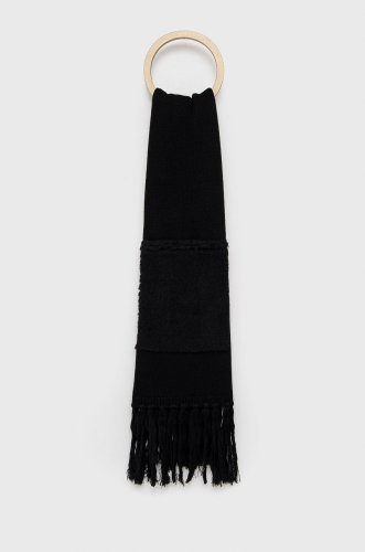 Coccinelle esarfa din amestec de lana culoarea negru, neted