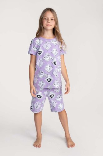 Coccodrillo pijamale de bumbac pentru copii x looney tunes culoarea violet, modelator
