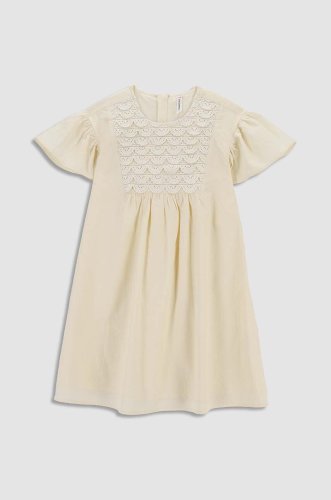 Coccodrillo rochie din bumbac pentru copii culoarea bej, mini, evazati