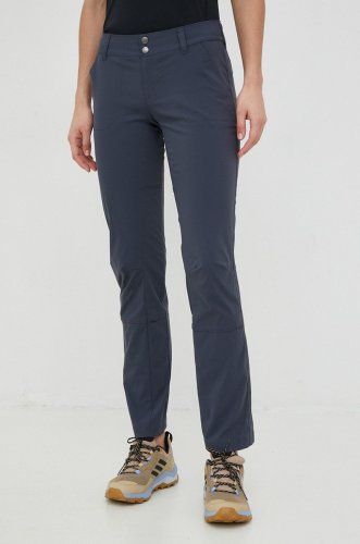 Columbia pantaloni de exterior saturday trail femei, culoarea albastru marin, drept, high waist