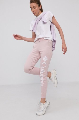 Columbia pantaloni femei, culoarea roz, cu imprimeu