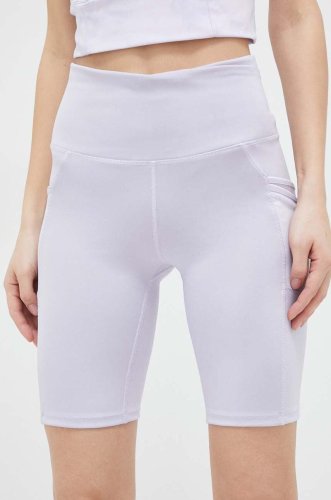 Columbia pantaloni scurti sport windgates femei, culoarea violet, neted, high waist