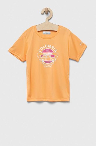 Columbia tricou copii mirror creek short sleeve graphic shirt culoarea portocaliu