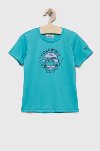 Columbia tricou copii mirror creek short sleeve graphic shirt culoarea turcoaz
