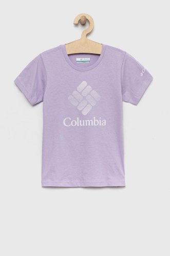 Columbia tricou de bumbac pentru copii mission lake short sleeve graphic shirt culoarea violet