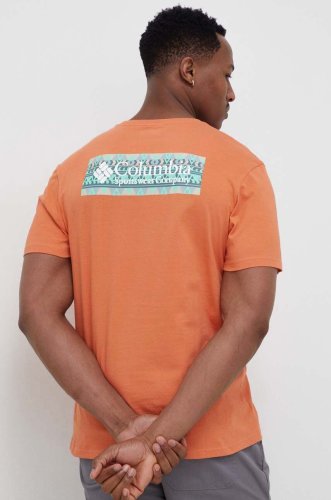 Columbia tricou din bumbac culoarea portocaliu, cu imprimeu 1834041.ss23-849