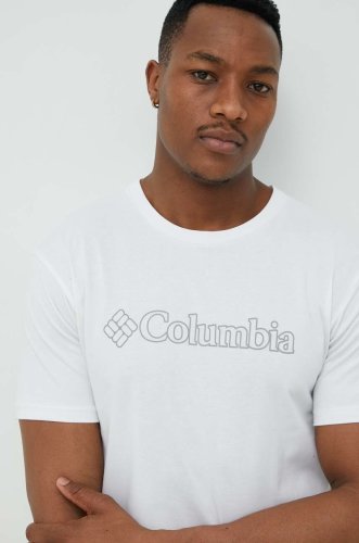 Columbia tricou sport pacific crossing ii culoarea alb, cu imprimeu